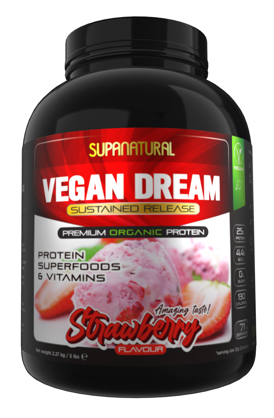Vegan Dream, Organic (Sustained Release) - Strawberry 2.27kg